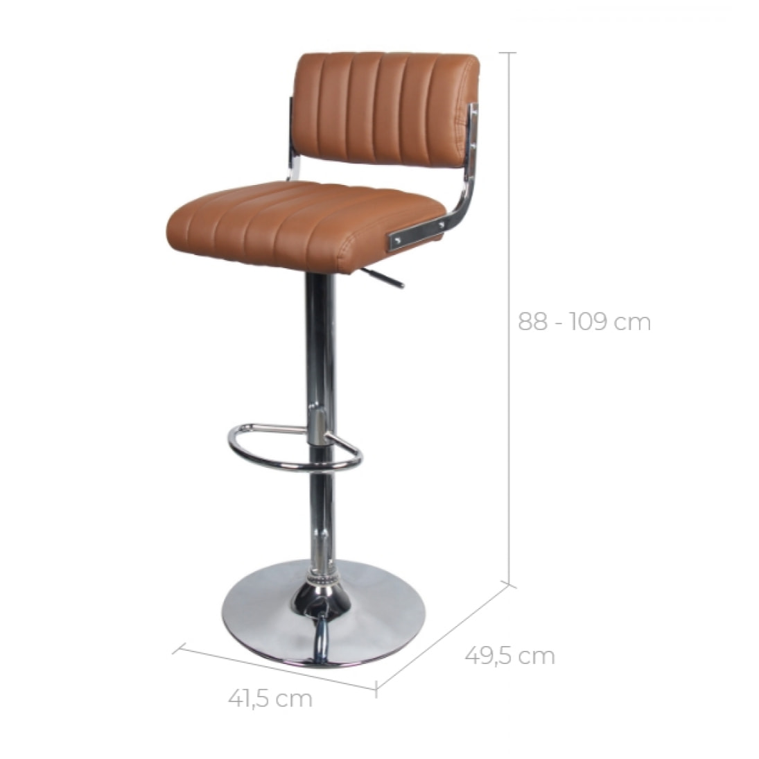 Lot de 2 chaises de bar réglables 61/83 cm en cuir synthétique marron - Houston