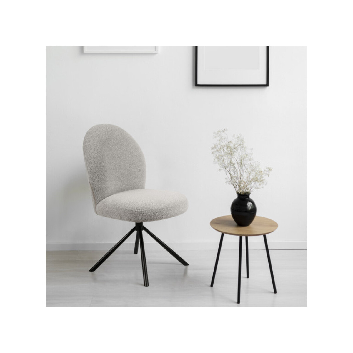 Chaise rotative 180° en tissu bouclette - BÉRANGÈRE