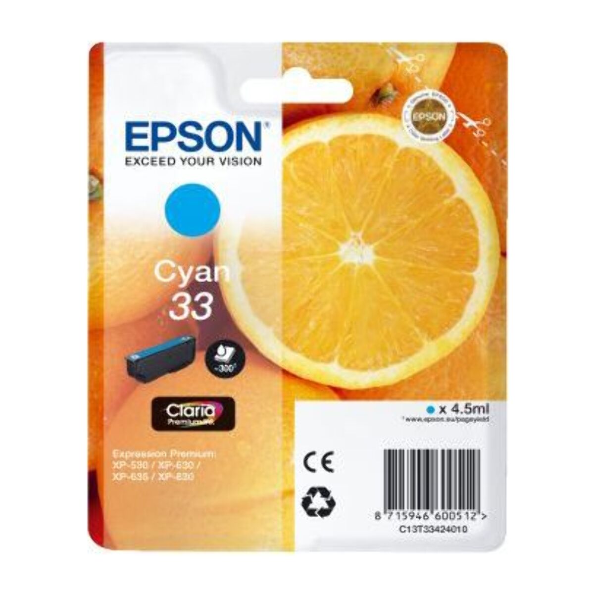 Cartouche d'encre EPSON Originale T3342 Cyan Série Orange - C13T33424010