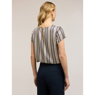 Motivi - Blusa de raso con estampado de pañuelo - Azul