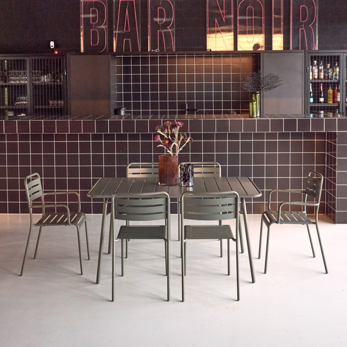 Table de jardin pliante métal + 6 assises AMÉLIA