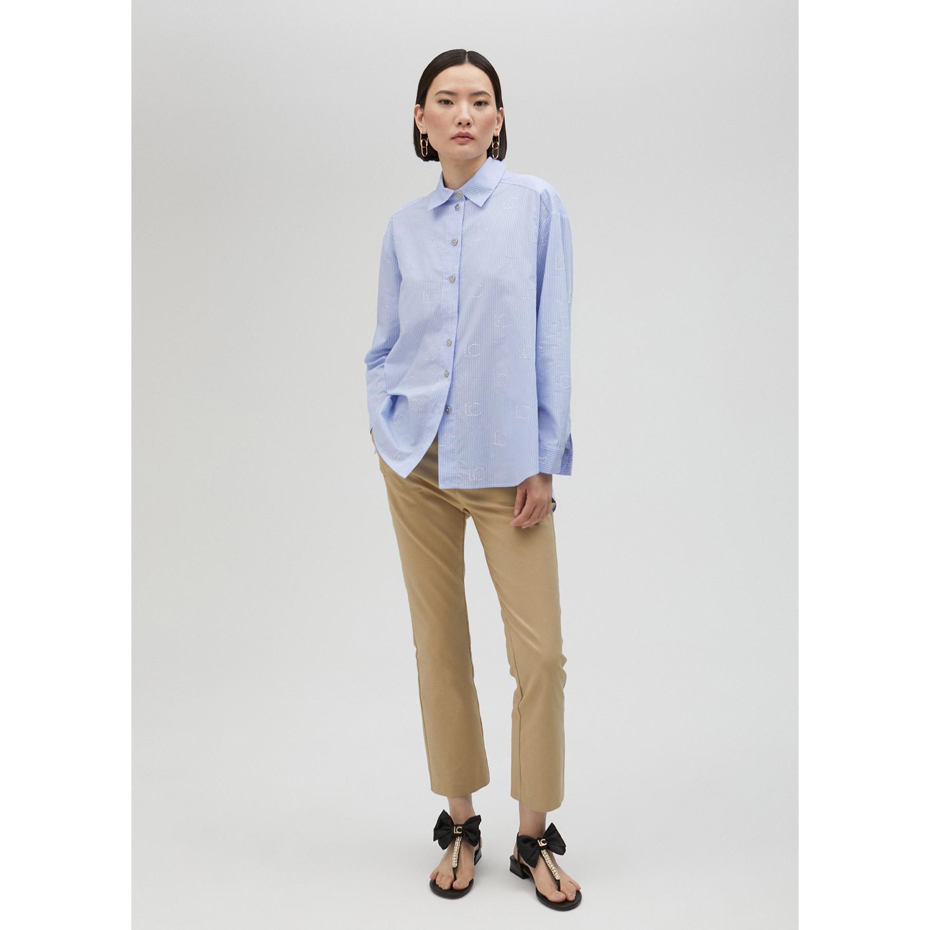 Camicia righe con logo di strass