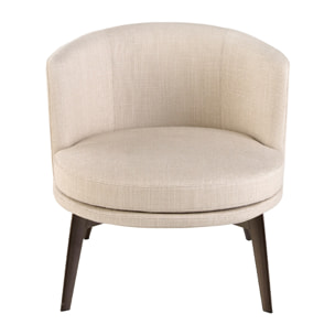 Sillón Angel Cerdá con asiento y respaldo tapizados en tela crema patas de acero inoxidable en marrón metal 74x70x71cm