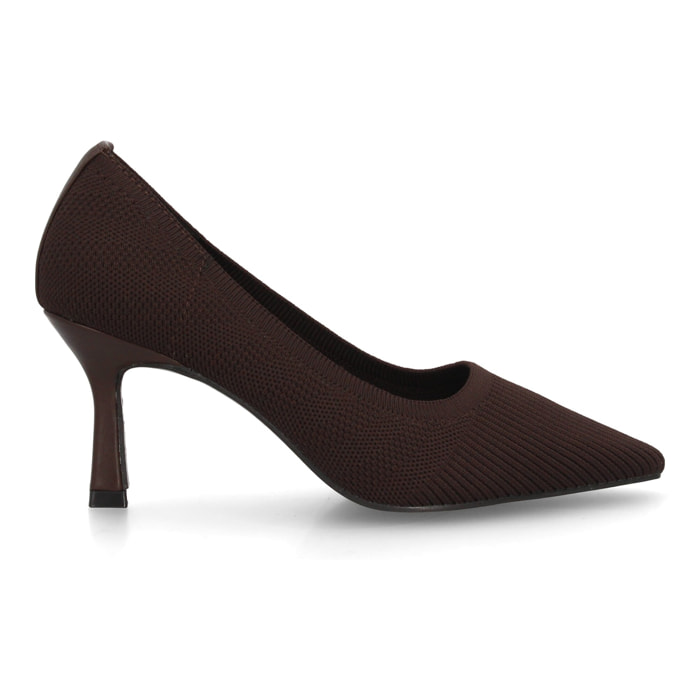 Zapato salón para mujer con tacón, punta fina y tejido elástico