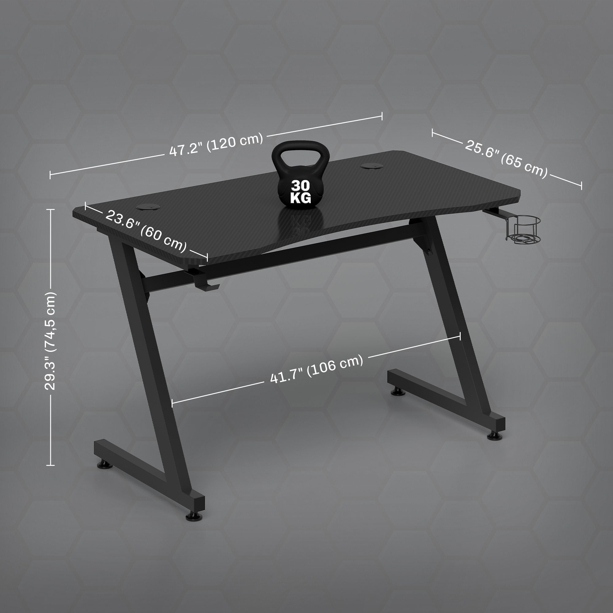 Mesa Gaming de Juegos de MDF y Acero 120x65x74,5 cm Negro