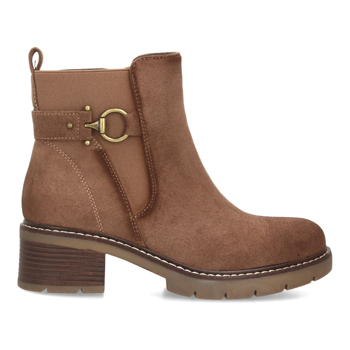 Botines para mujer con hebilla y tacón