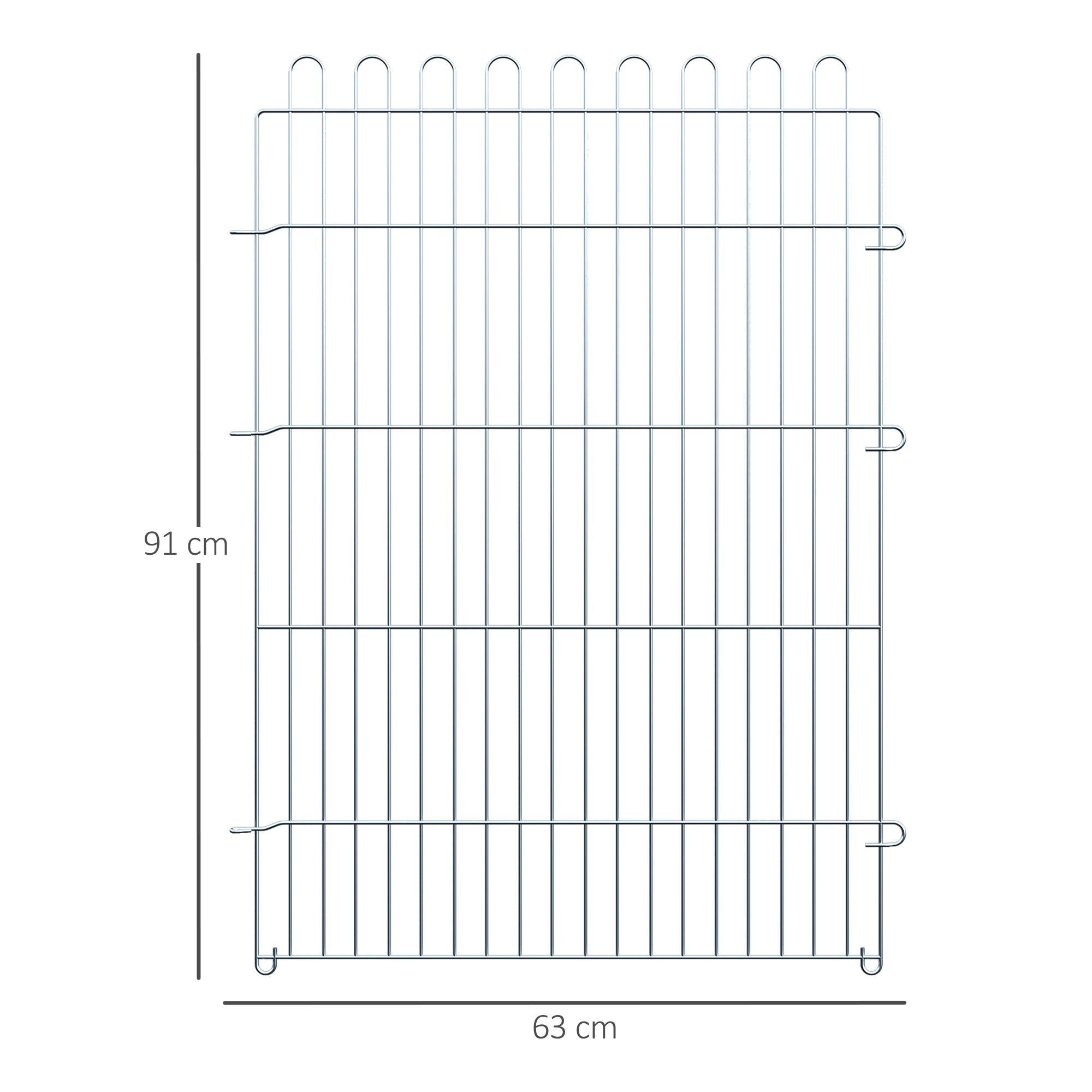 Parque para Mascotas 8 Vallas de Metal 63x91cm Plata