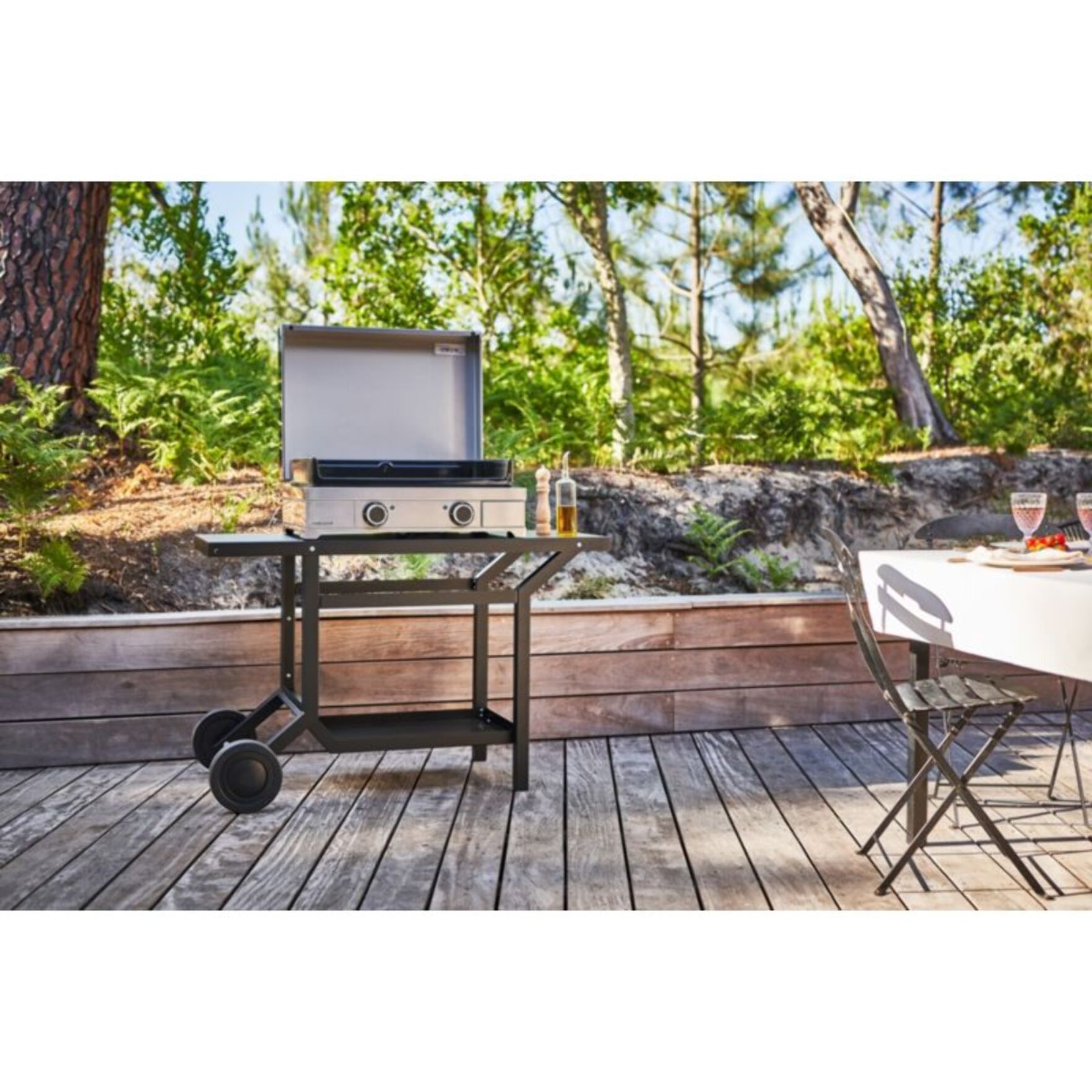 Couvercle plancha FORGE ADOUR INOX MODERN 60 CHARNIERES