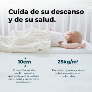 Cecotec Colchón de Cuna Flow BabyPure. 120x60x10 cm Núcleo BabyFoam 25 kg/m3 Fir