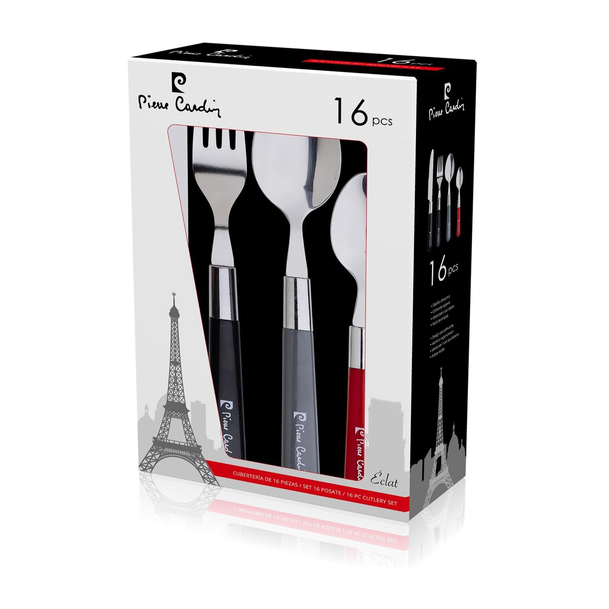 Cuberteria 16 piezas Pierre Cardin de acero inoxidable colección Eclat