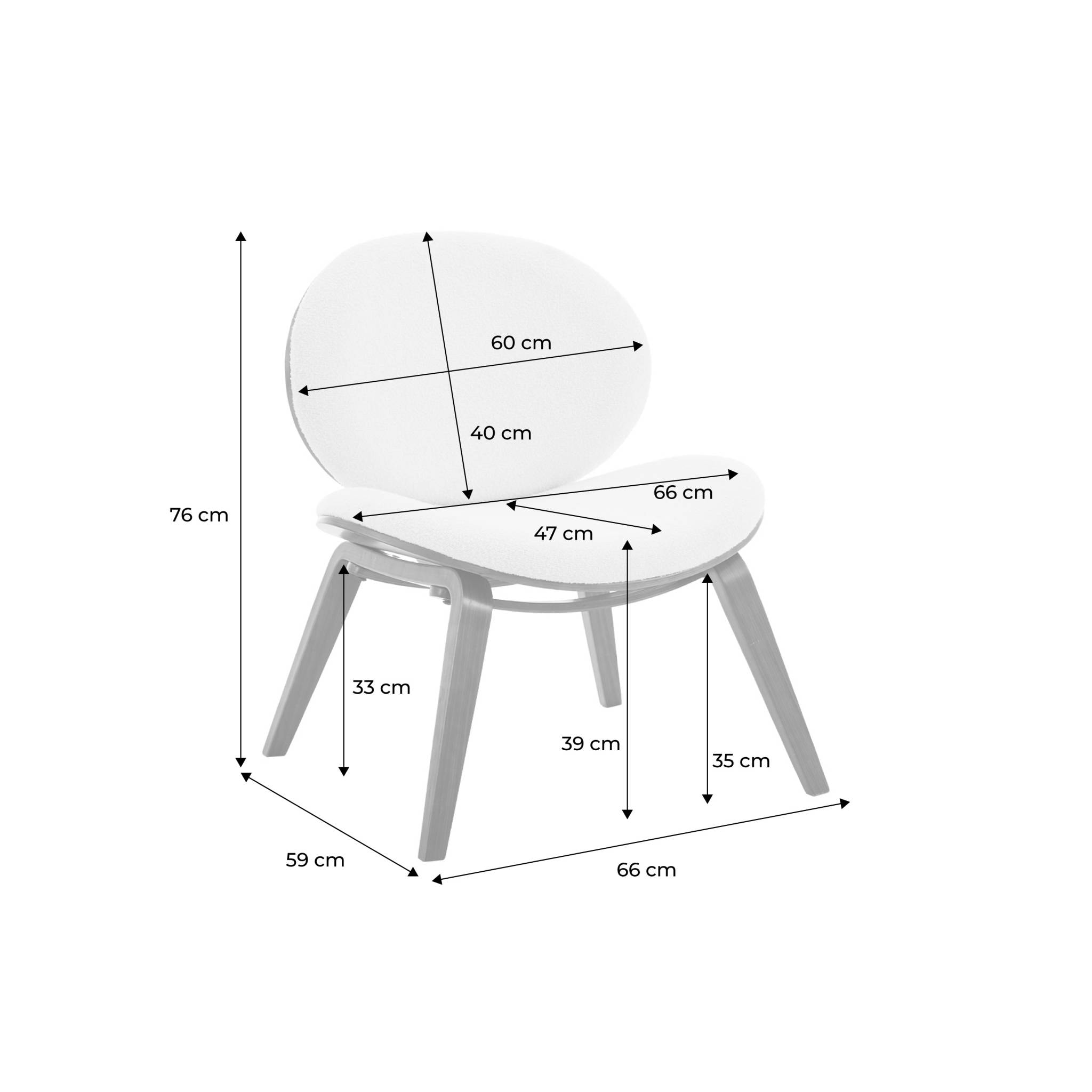 Fauteuil relax décor bois courbé placage effet noyer et bouclette texturée