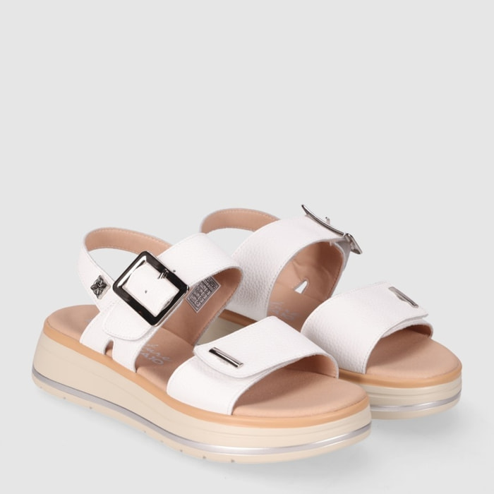 Sandalias de Piel - Blanco - Tacón: 5 cm