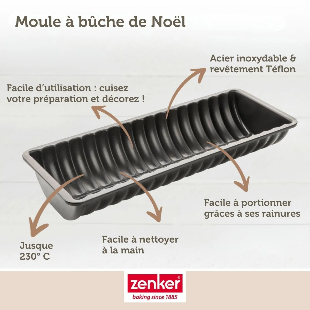 Moule à bûche de Noël 32 x 12,5 cm Zenker Black Metallic