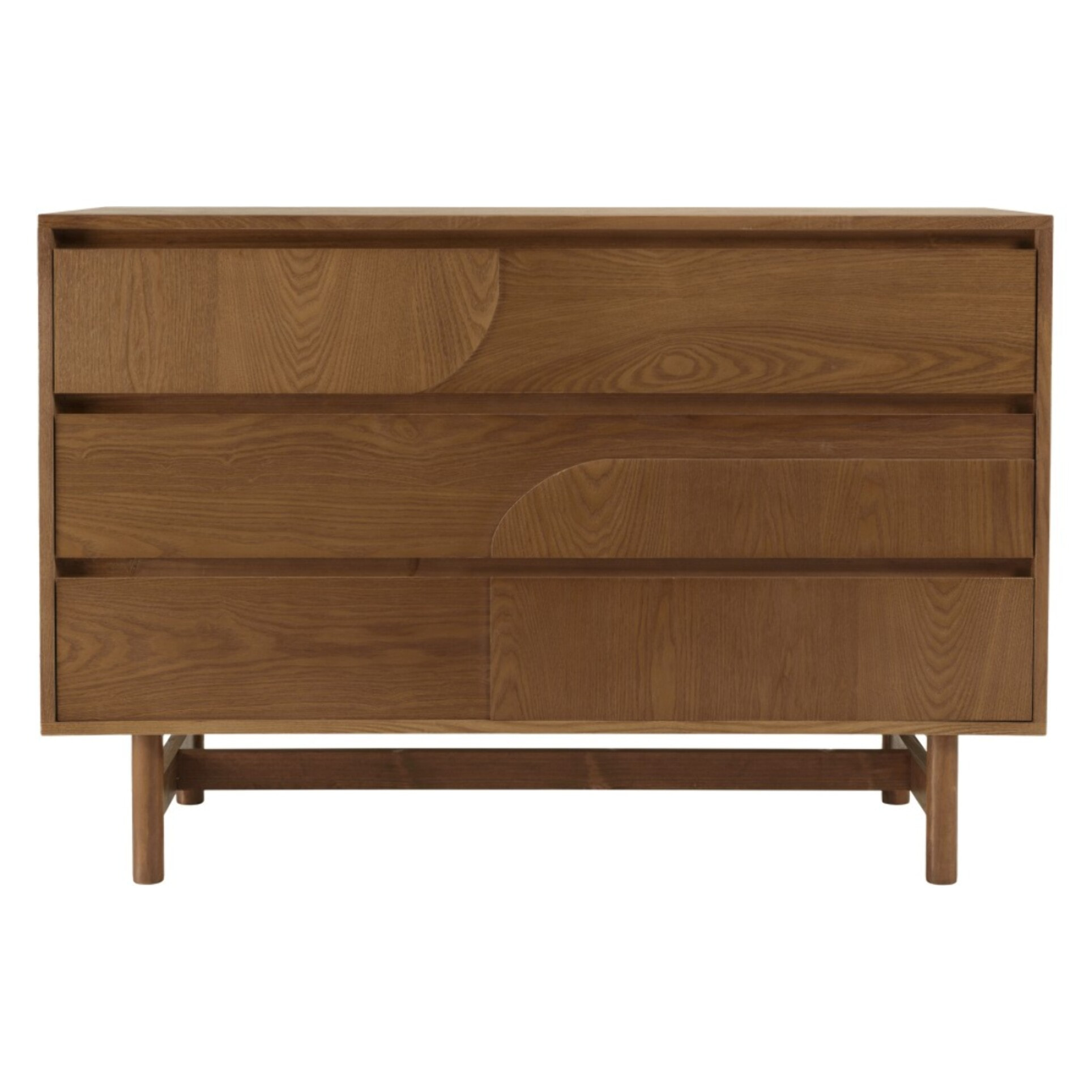 MARIO - Commode couleur naturelle 3 tiroirs décor motif arrondi