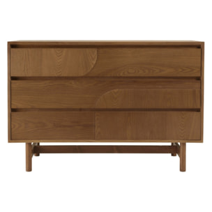 MARIO - Commode couleur naturelle 3 tiroirs décor motif arrondi