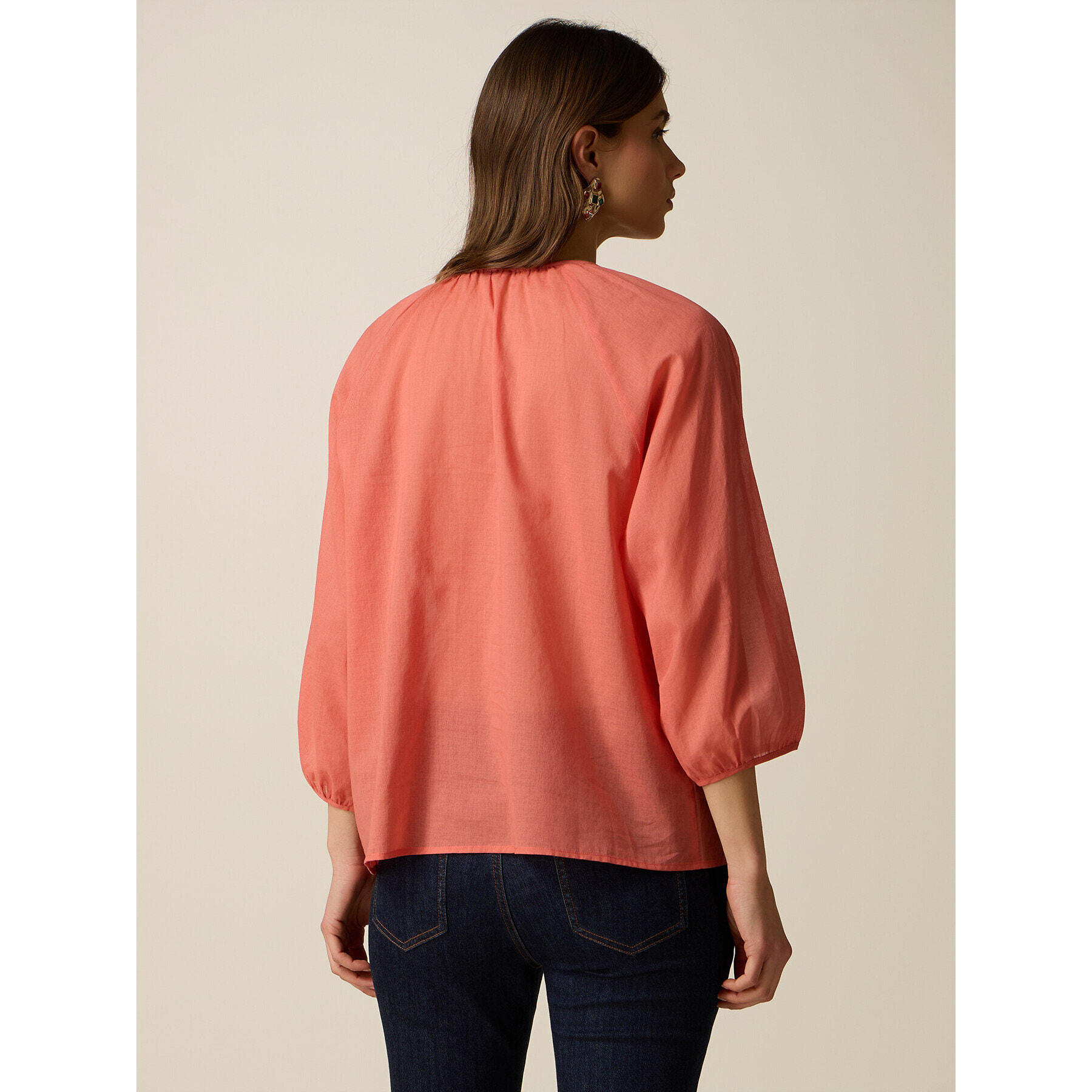 Oltre - Blusa in mussola di cotone - Arancione