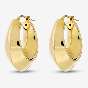 Orecchini a Cerchio Lucidi Design a Scudo placcati Oro Giallo 18Kt