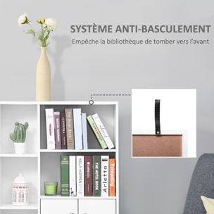 Bibliothèque scandinave 4 niches placard 2 portes