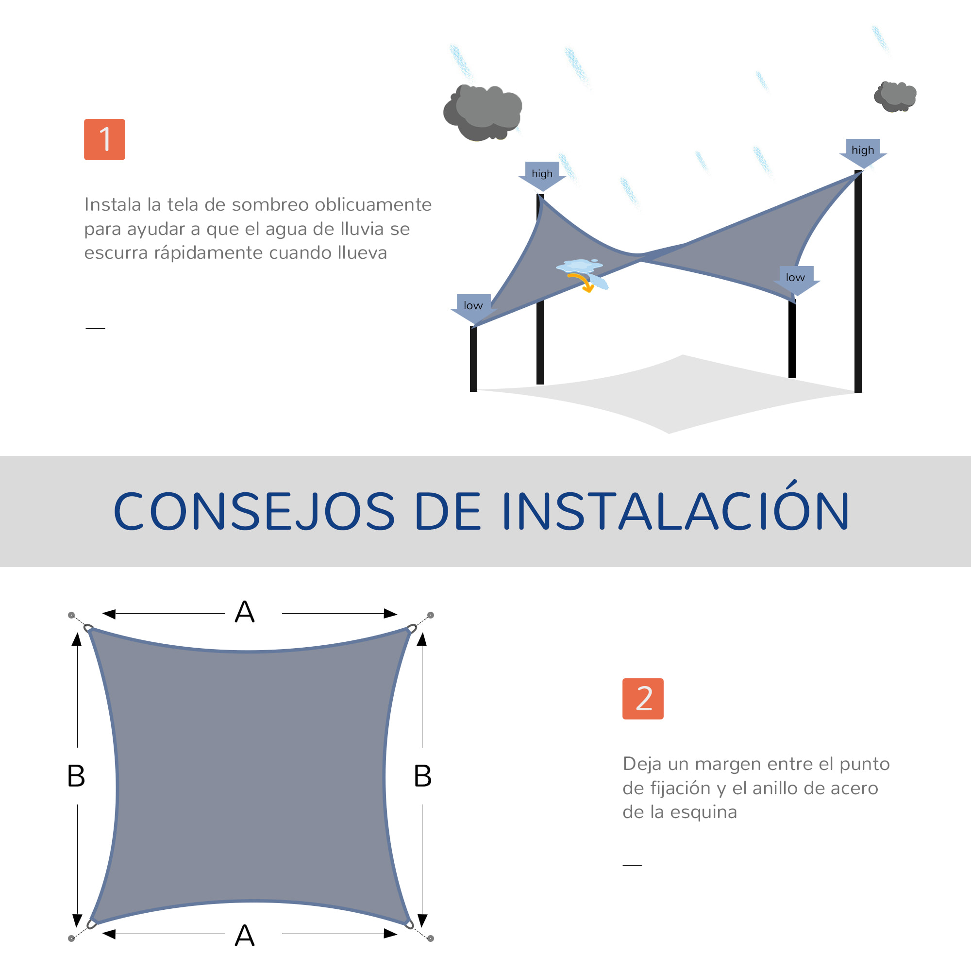 Toldo Vela de Sombra Rectangular 4x3 m Toldo de Terraza Protección Rayos UV con Bolsa de Transporte Anillo de Acero Inoxidable y Cuerdas para Jardín Patio Gris