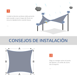 Toldo Vela de Sombra Rectangular 4x3 m Toldo de Terraza Protección Rayos UV con Bolsa de Transporte Anillo de Acero Inoxidable y Cuerdas para Jardín Patio Gris