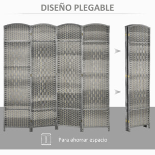 Separador de Ambientes de 4 Paneles Biombo Plegable 180x180 cm Pantalla de Privacidad de Polipropileno para Oficina Dormitorio Gris Mixto