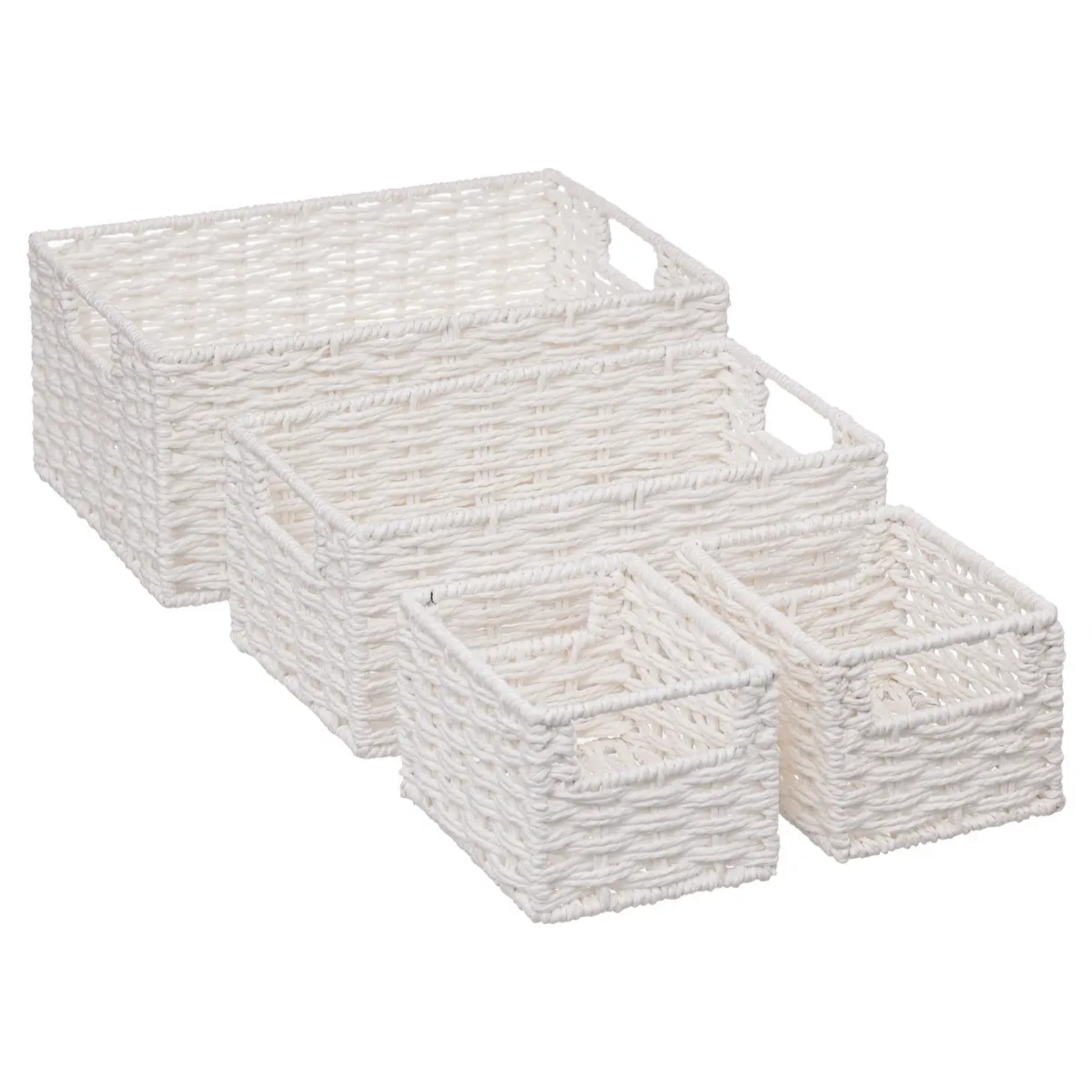 4 paniers de rangement "Vannerie" blanc