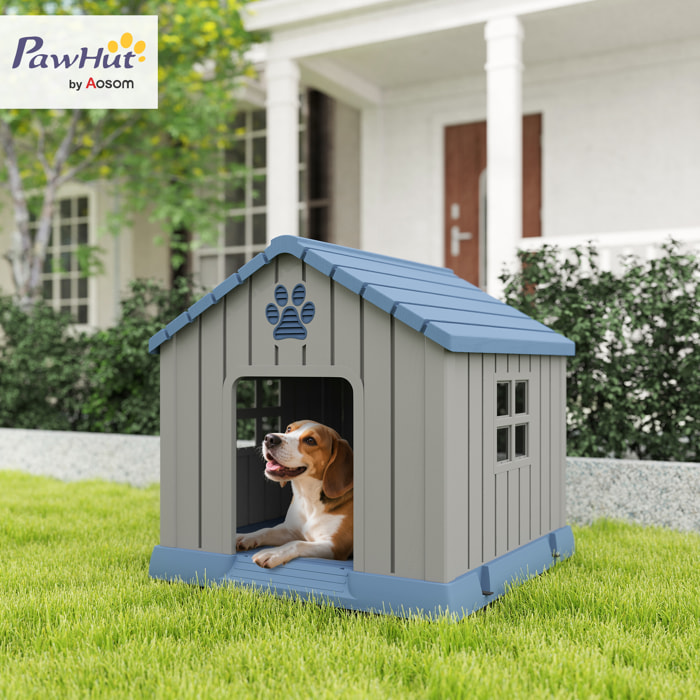 Niche pour chien extérieur - niche pour chien plastique - dim. 85 x 79 x 82 cm - gris bleu