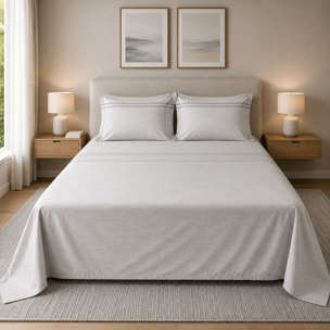 HERMET Completo Letto Matrimoniale in 100% Cotone_Volga_Grigio