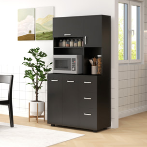 Buffet haut 4 portes 3 tiroirs 2 étagères 2 niches 89L x 39,5l x 168H cm noir