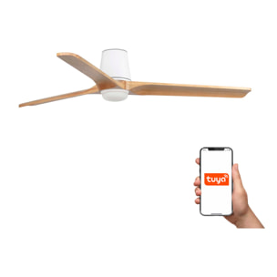 HEYWOOD TUB LED L Ventilador de techo blanco/pino TUYA