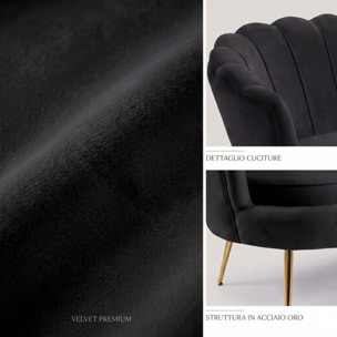 Divano 2 Posti in Velluto con Schienale a Ventaglio, Seduta Imbottita dallo Stile Elegante per Soggiorno, Studio e Camera da Letto