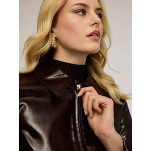 Motivi - Chaqueta corta en tejido brillante - Burgundy