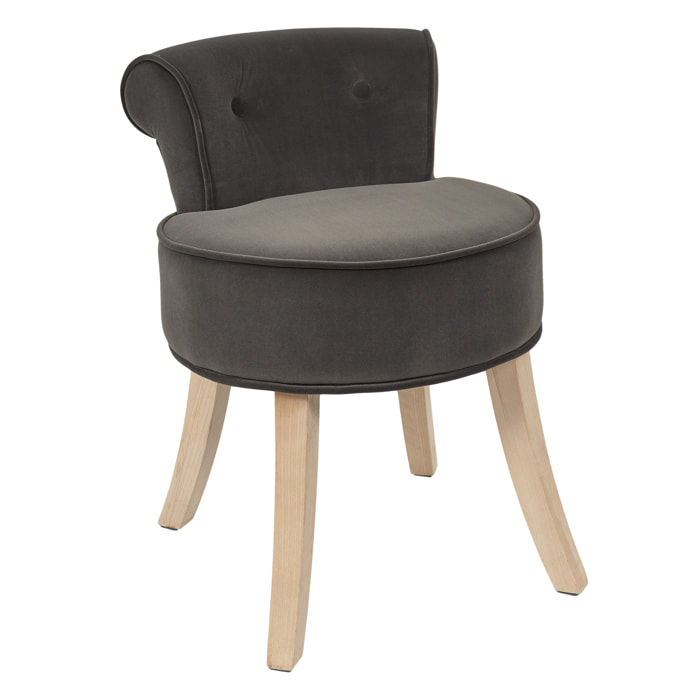 Tabouret Eleonor Velours Gris