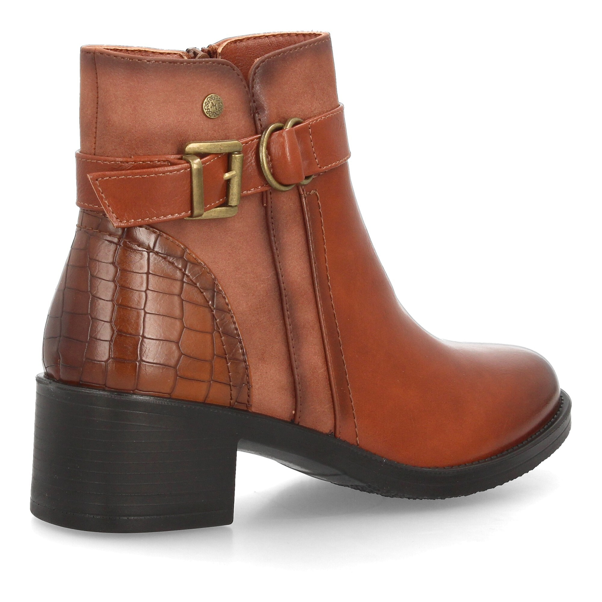 Botines con tacón ancho y hebilla para mujer