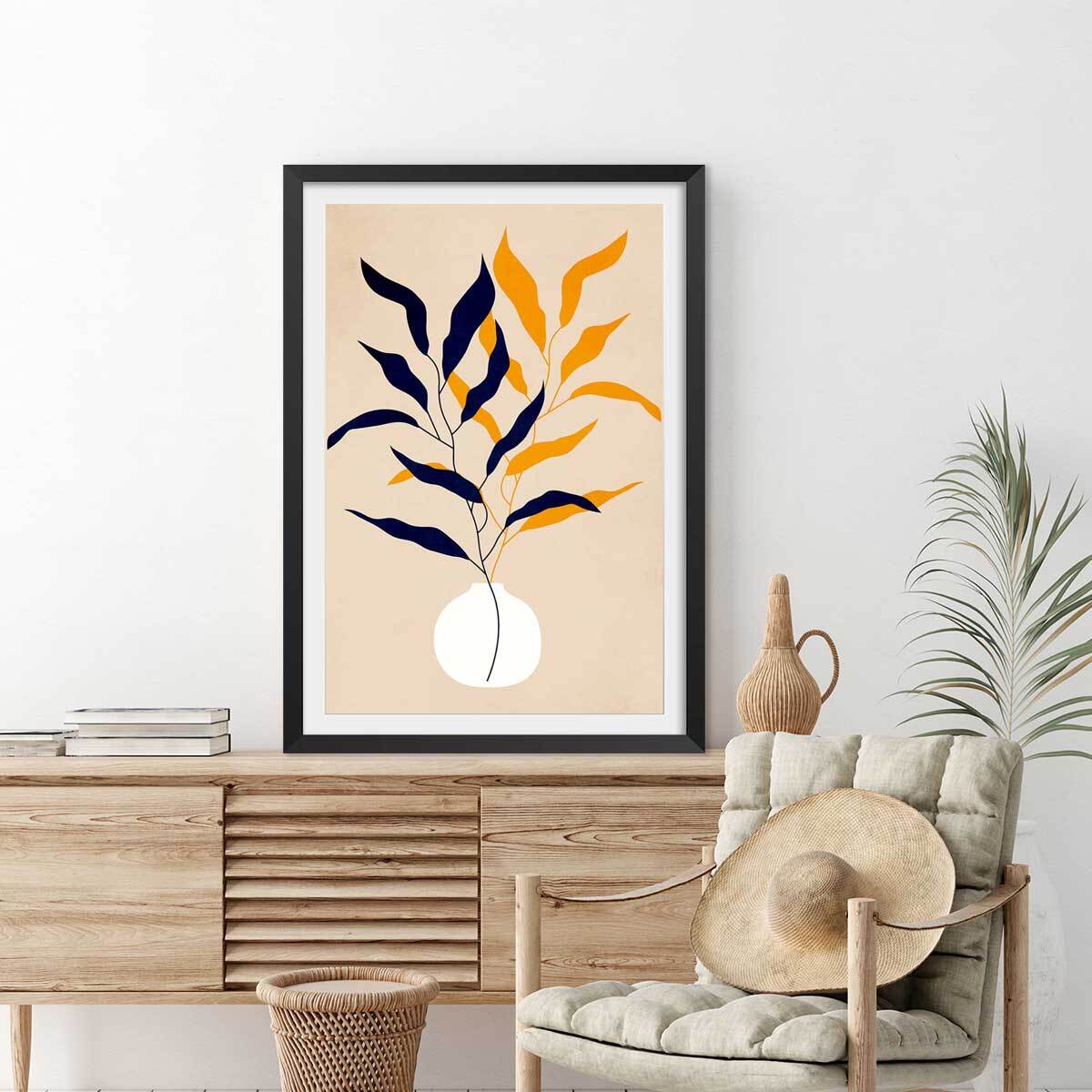 Affiche fleurs plante et purete Affiche + cadre en bois - Noir