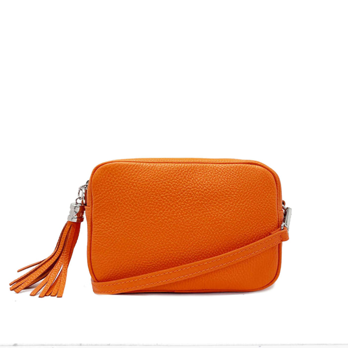 Chicca Borse - Tracollina Clutch Donna in Vera Pelle - Colore Arancione
