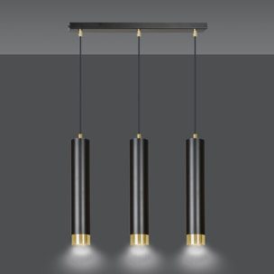 Lampada a sospensione KIBO in acciaio nero opaco e oro