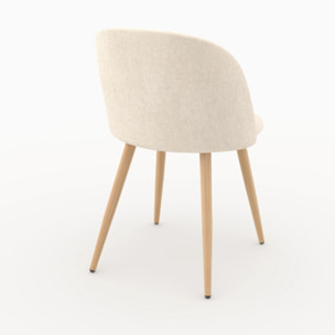 Lot de 2 chaises en tissu beige et pieds en métal - Cozy