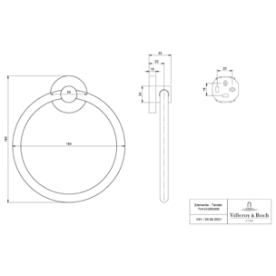 Porte-verre + Distributeur de savon + Anneau porte-serviettes VILLEROY & BOCH Elements Tender