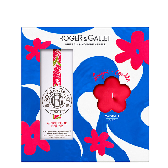 Gingembre Rouge - Coffret Eau Parfumée Bienfaisante 100ml et sa Bougie Parfumée