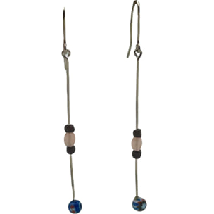 Pendiente Largo Palito Amatistas plata 925 y cristal_ Plata Única