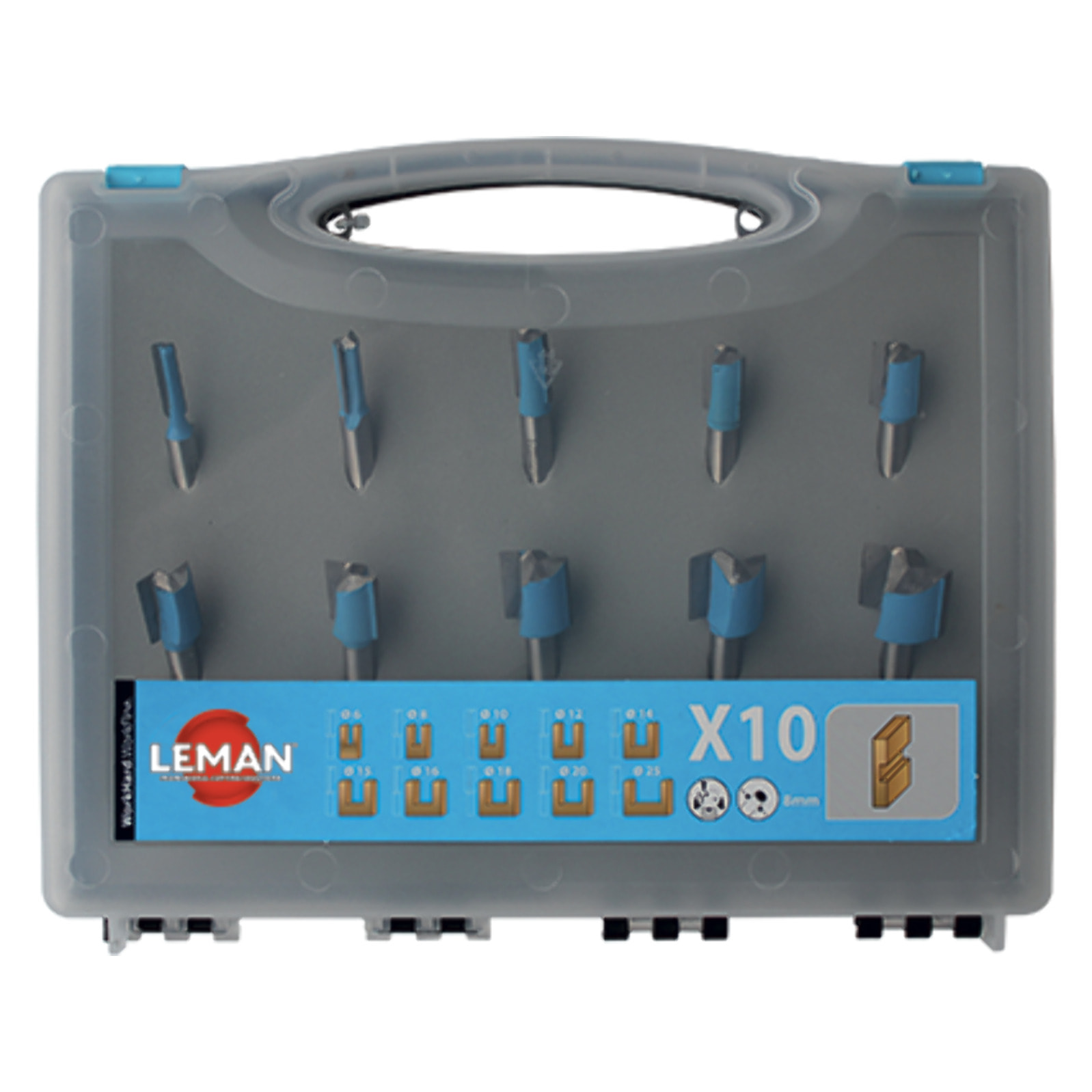 Coffret de 10 mèches à rainer droites LEMAN Ø 8mm - 428.700.10