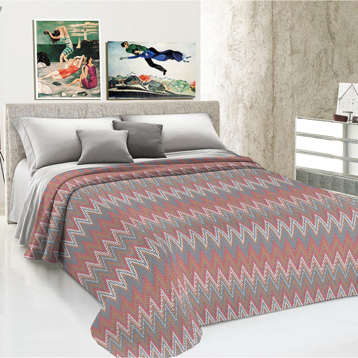 Copriletto di cotone spinato corallo 100% cotone