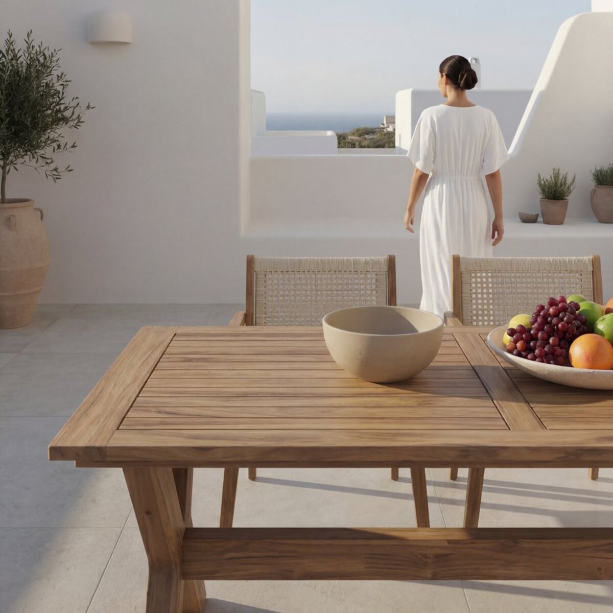 Ensemble de table et chaises de jardin Jade-tina -bois massif d'acacia-couleur naturel 160 x 75 x 90 cm