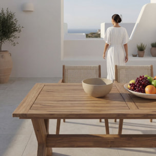 Ensemble de table et chaises de jardin Jade-tina -bois massif d'acacia-couleur naturel 160 x 75 x 90 cm