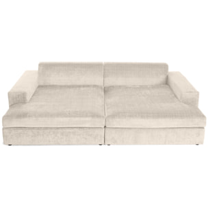 Collins - canapé droit 4 places avec double méridienne - assise profonde - en velours texturé - Beige