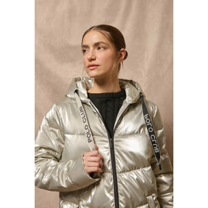 Abrigo platino metalizado Catele de capucha fija y detalles Polo Club