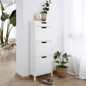 Meuble à chaussures Orus -bois et panneau mdf-couleur laqué blanc mat 50 x 125 x 18 cm