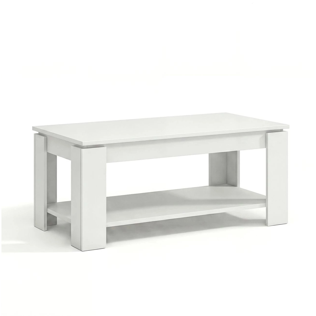 Mesa de centro elevable con almacenaje en blanco mate 102x43-54 cm Lya Blanco Artik (Blanco Mate)