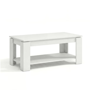 Mesa de centro elevable con almacenaje en blanco mate 102x43-54 cm Lya Blanco Artik (Blanco Mate)